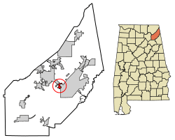 Location of Pine Ridge in DeKalb County, Alabama.