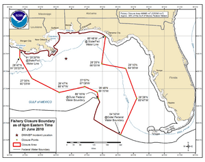Deepwater Horizon oil spill fishing closure map 2010-06-21