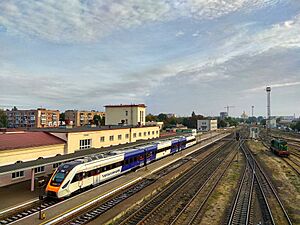 Diesel-powered train DPKr-3 on Cherkasy railway station