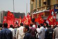 Egyptian Communist Party flags in Tahrir Square