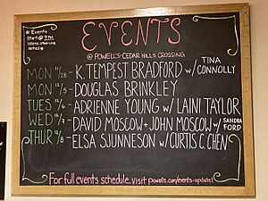 Event chalkboard at Powell's Cedar Hills