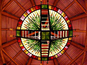 Four Winds New Buffalo stained glass entry (4449891674)