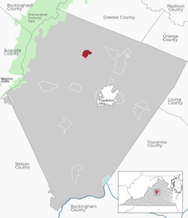 Location of the Free Union CDP within the Albemarle county