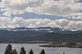 photograph of lake and mountains