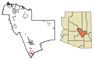 Location of Dripping Springs in Gila County, Arizona.