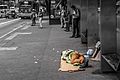 Homeless sleeping on Paulista Avenue, São Paulo city, Brazil
