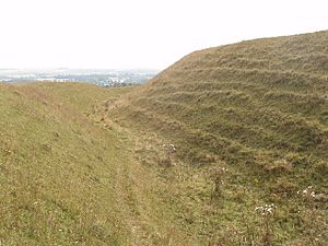 Iron age earth walls and ditch, Battlesbury hillfort - geograph.org.uk - 237388.jpg