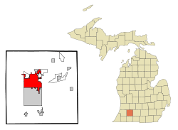 Location of Kalamazoo within Kalamazoo County, Michigan