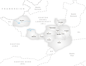 Karte Gemeinden des Bezirks Thierstein