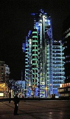Lloyds building, London at night