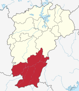 Location map of Ganzhou, Jiangxi