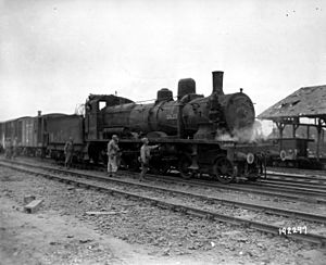 Locomotive at the head of a freight train at Lison station