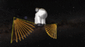 Lucy spacecraft solar arrays deploying and main engine burn
