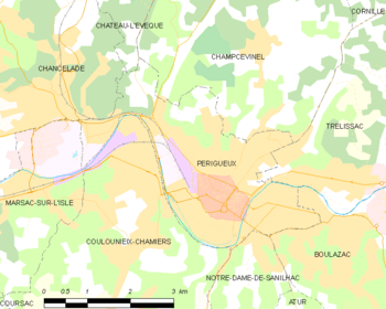 Map of the commune of Périgueux