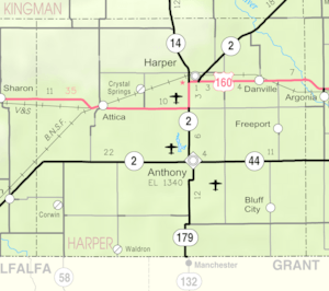 Map of Harper Co, Ks, USA