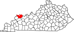 Map of Kentucky highlighting Henderson County