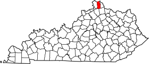 Map of Kentucky highlighting Kenton County