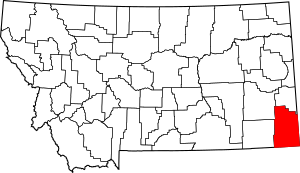 Map of Montana highlighting Carter County