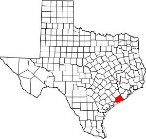 Map of Texas highlighting Matagorda County