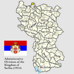 Okrugs of the Kingdom of Serbia 1914