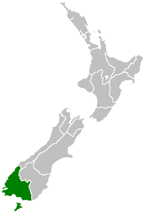 Southland Region within New Zealand
