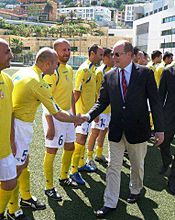 Prince Albert of Monaco with Vatican football players