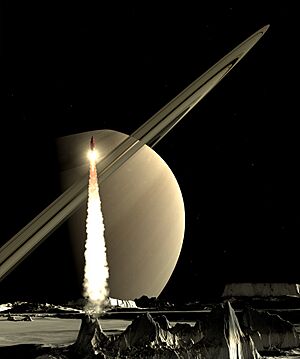 Rocket launch from Saturn moon