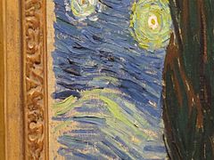 Starry night Van Gogh details left part of canevas