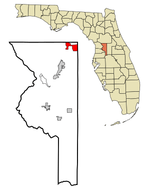 Location in Sumter County and the state of Florida