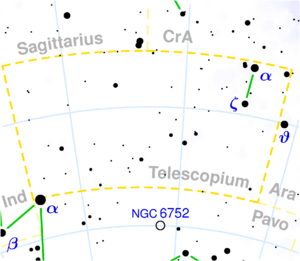 Telescopium constellation map