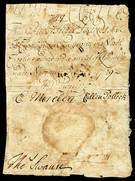 US-Colonial (NC-33)-North Carolina-27 Nov 1729 OBV