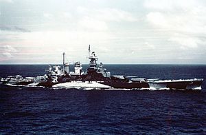 USS North Carolina (BB-55) underway in the Gilbert islands, November 1943