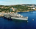 USS Orion (AS-18) anchored at Naval Support Activity La Maddalena, Italy, on 1 September 1983 (6369543)