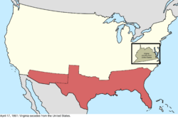 Map of the change to the international disputes involving the United States in central North America on April 17, 1861
