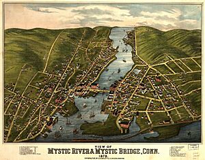 View of Mystic River & Mystic Bridge, Conn. 1879. LOC 74693238