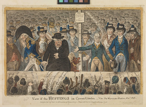 View of the Hustings in Covent Garden - Vide, The Westminster Election, Novr 1806 (caricature) RMG PX8569f
