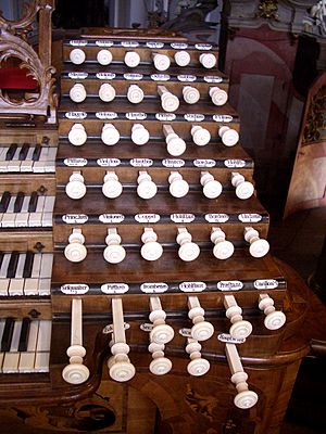 Weingarten Basilika Gabler-Orgel Register rechts