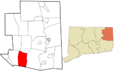 Scotland's location within Windham County and Connecticut