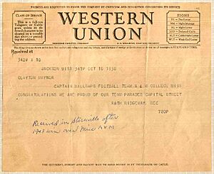 1930 Western Union telegram Millsaps College Mississippi State University