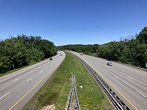 2021-06-16 11 35 29 View west along Interstate 80 from the overpass for International Drive in Mount Olive Township, Morris County, New Jersey