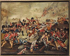 A Qajar Persian copy of a British painting of the assault