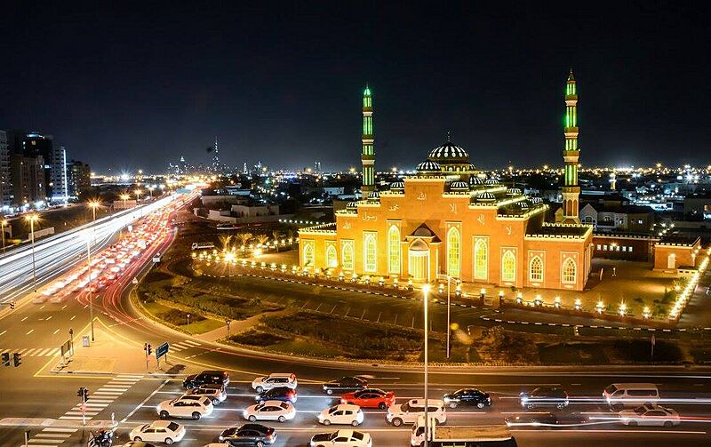 Al Salam Mosque at night