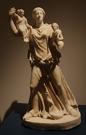 Arte romana, latona in fuga con artemide e apollo, 350-400 dc ca. (kunstsien stichting)