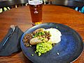 Bangers and mash with beer in Tampere