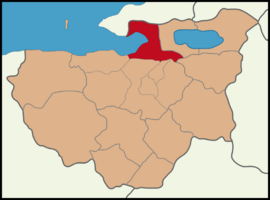 Map showing Gemlik District in Bursa Province