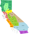California economic regions map (labeled and colored)
