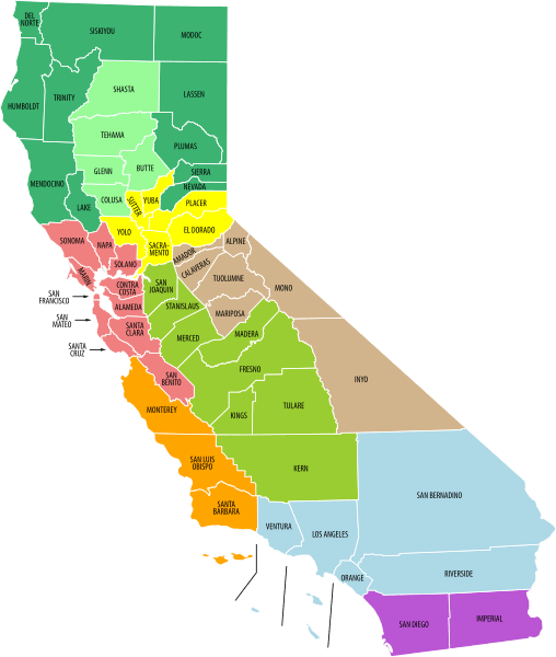 Image California economic regions map (labeled and colored)