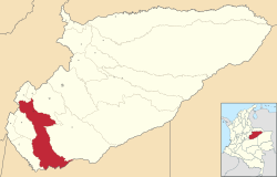 Location of the municipality and town of Tauramena in the Casanare Department of Colombia.