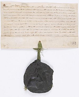 Confirmation d’une vente de bois à l’abbaye de Saint-Denis par le comte de Champagne et le roi de Navarre Thibaut IV Le Chansonnier. - Archives Nationales - AE-II-246