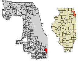 Location of Lansing in Cook County, Illinois.